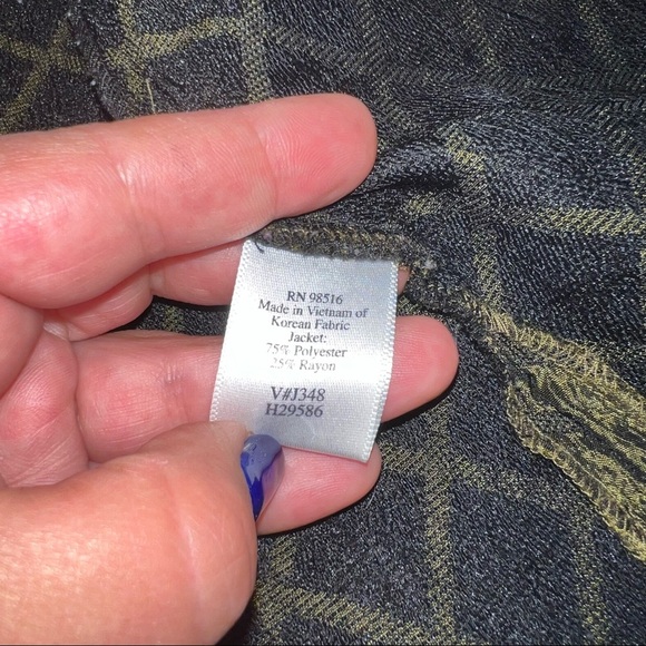 Coldwater Creek Green Diamond Pattern Crinkle Topper Dressy Jacket Petite MEDIUM - Picture 6 of 9